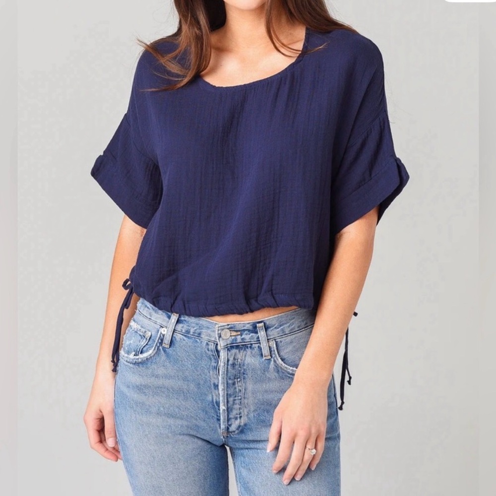 Stark X Navy Drawstring Crop Top